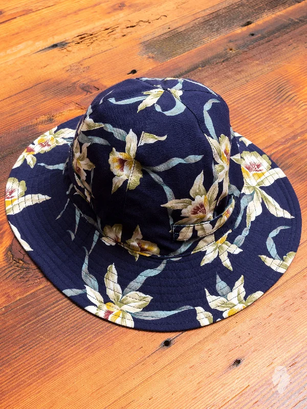 Velvet headbands for girls-Reversible Sun Hat in Navy