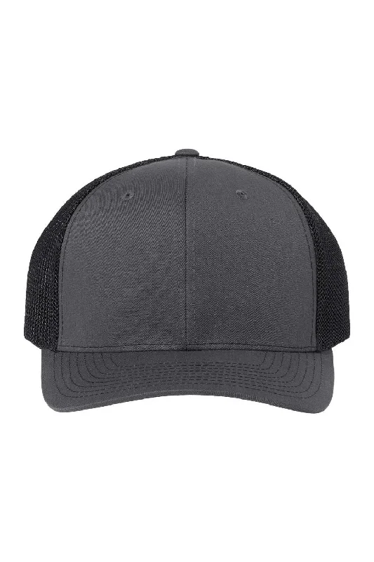 mens hats for otter watching-Richardson Mens 112+ R-Flex Adjustable Trucker Hat - Charcoal Grey/Black