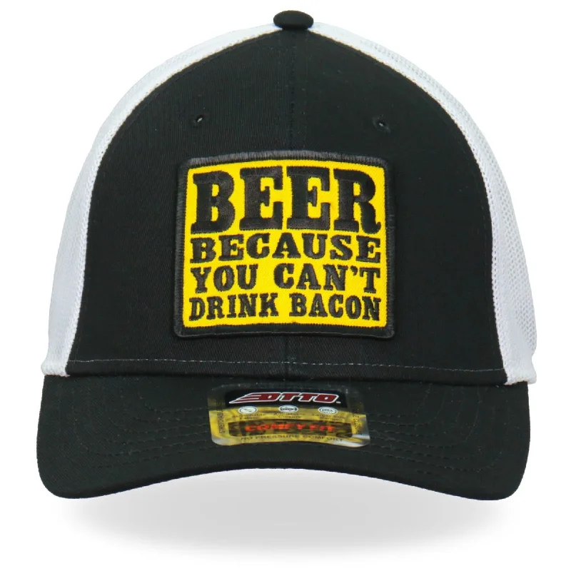 Wide headbands for curly hair-Hot Leathers GSH1024 Can't Drink Bacon Trucker Hat