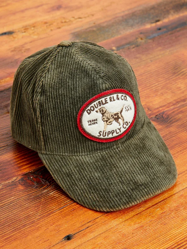 Baseball caps dropshipping-Dog Patch Corduroy Baseball Cap in Moss Green