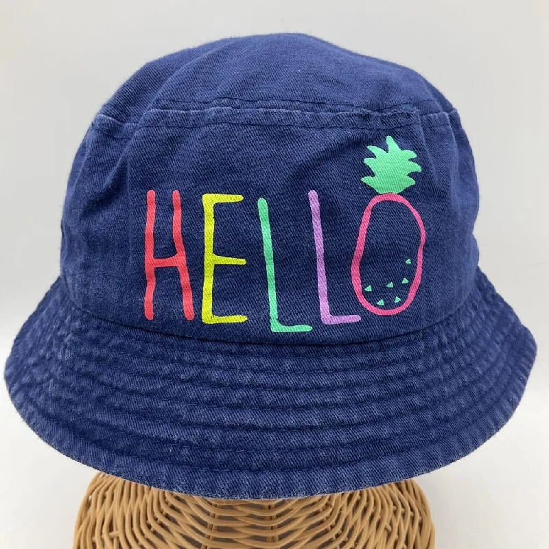 Bucket hats for sports fans-Size 4-6: Blue 'Hello' Bucket Hat