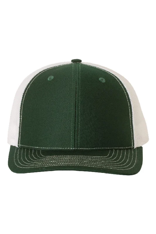 mens hats for horseback riding-Richardson Mens Snapback Trucker Hat - Dark Green/White