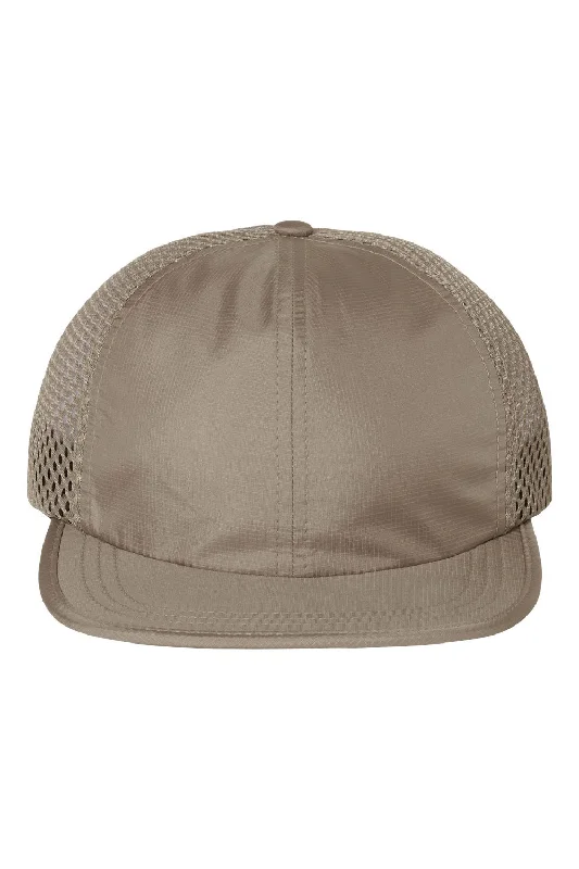 mens hats for open mic nights-Richardson Mens Rogue Wide Set Mesh Back Moisture Wicking Adjustable Hat - Khaki Brown