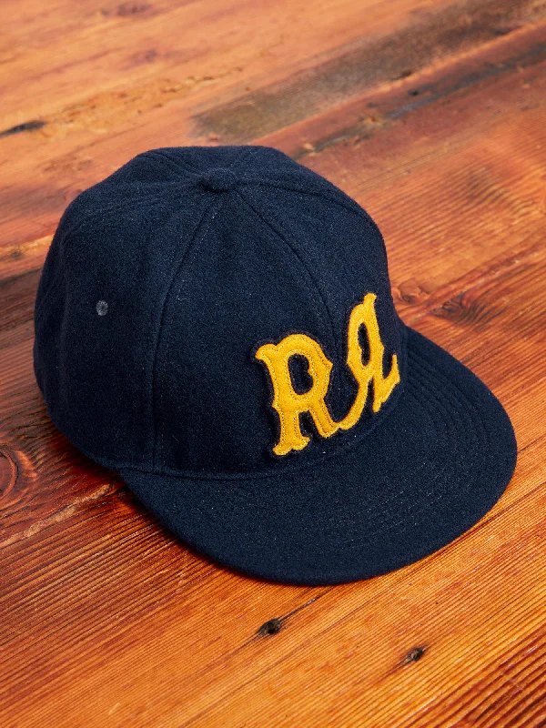 Wool Hats with rugged flair-Wool Logo Fitted Cap in Navy