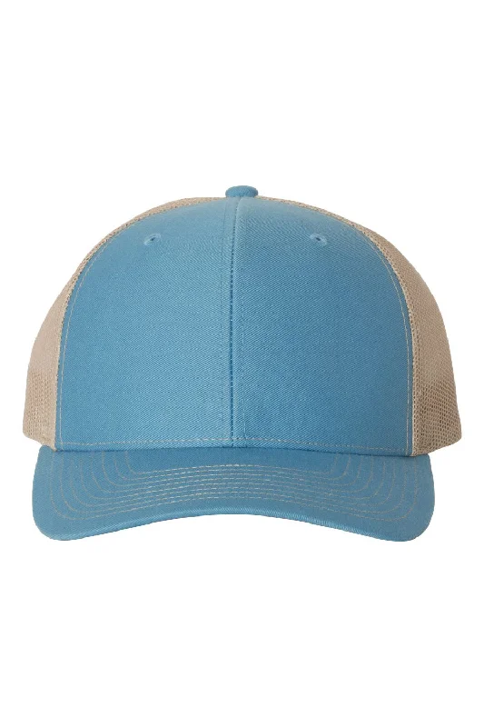 mens hats for biking-Richardson Mens Snapback Trucker Hat - Columbia Blue/Khaki