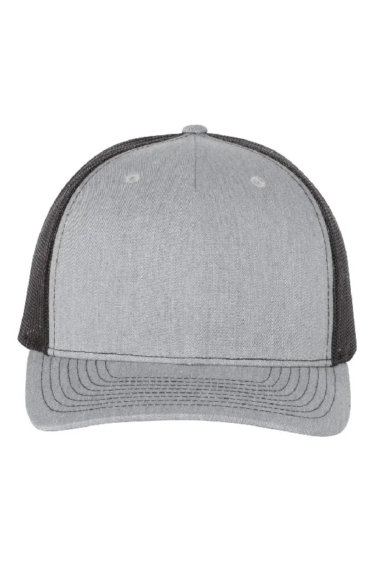 mens hats with drawstring-Richardson Mens 5 Panel Snapback Trucker Hat - Heather Grey/Black