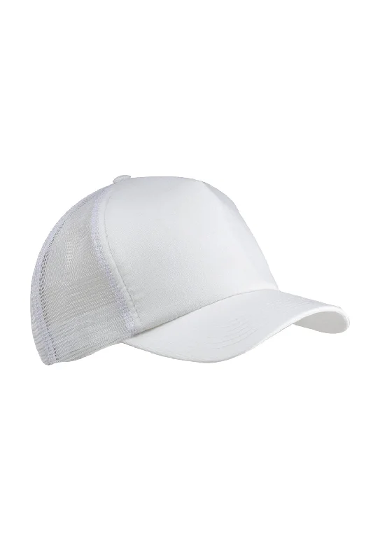 mens hats for outdoor work-Big Accessories Mens Adjustable Trucker Hat - White