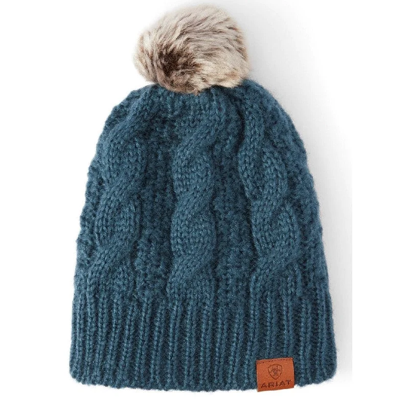 Wool beanies for cold weather-Eurasian Teal Ariat Unisex Beanie - High-End Cable Knit Ecommerce Product