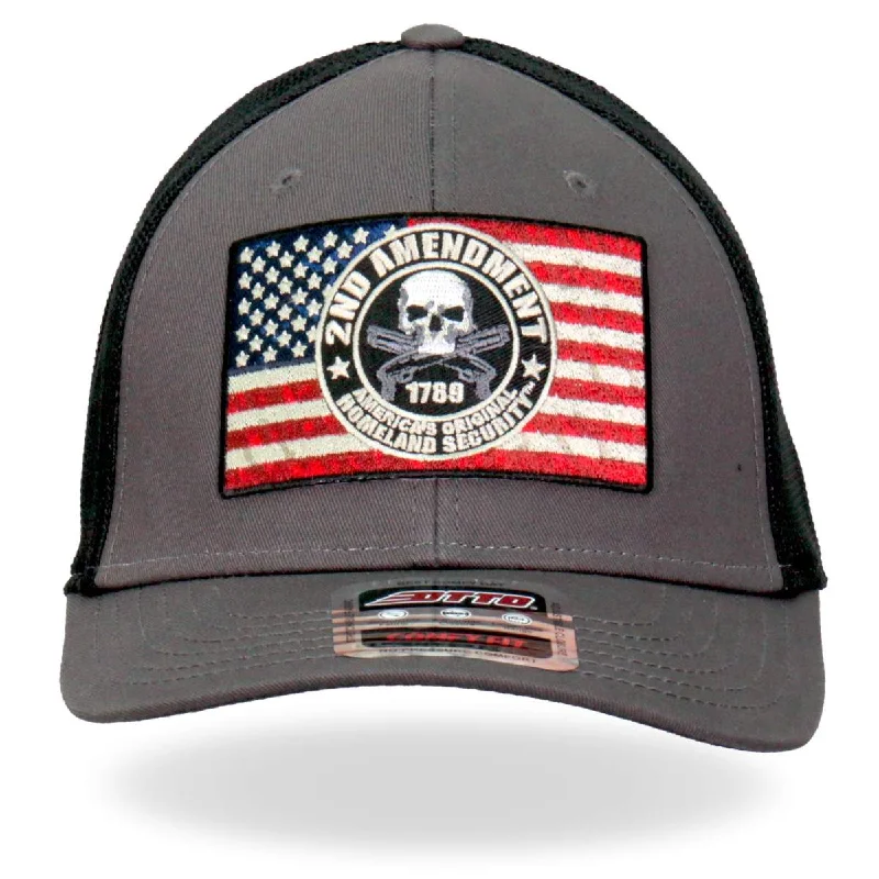 mens hats for open mic nights-Hot Leathers GSH1022 2nd Amendment Flag Trucker Hat