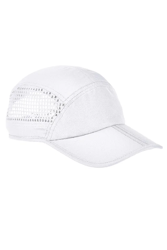 mens hats with modern fit-Big Accessories Mens Performance Foldable Bill Adjustable Hat - White