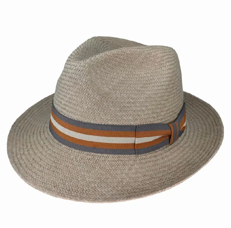 mens hats in llama wool-Teddy King Panama Cuenca #3 Stripe band - Cement