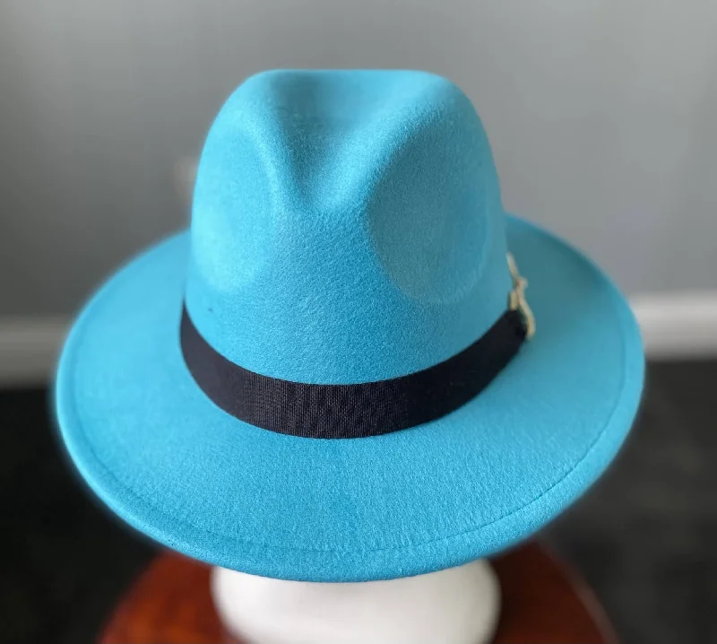 Elastic headbands for summer-Blue Panama Hat -Snaffle Bit Band - Large