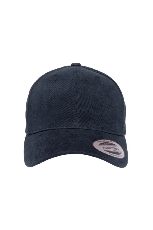 mens hats with solid colors-Yupoong Mens Adjustable Hat - Navy Blue