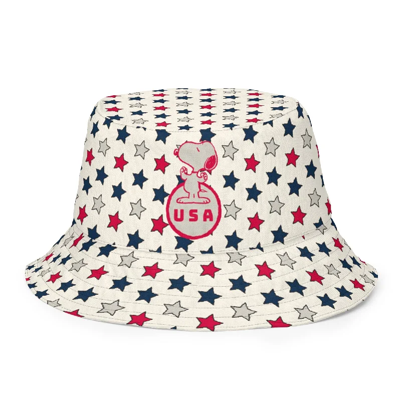 Bucket hats with logo-Snoopy Stars Pattern Reversible Bucket Hat