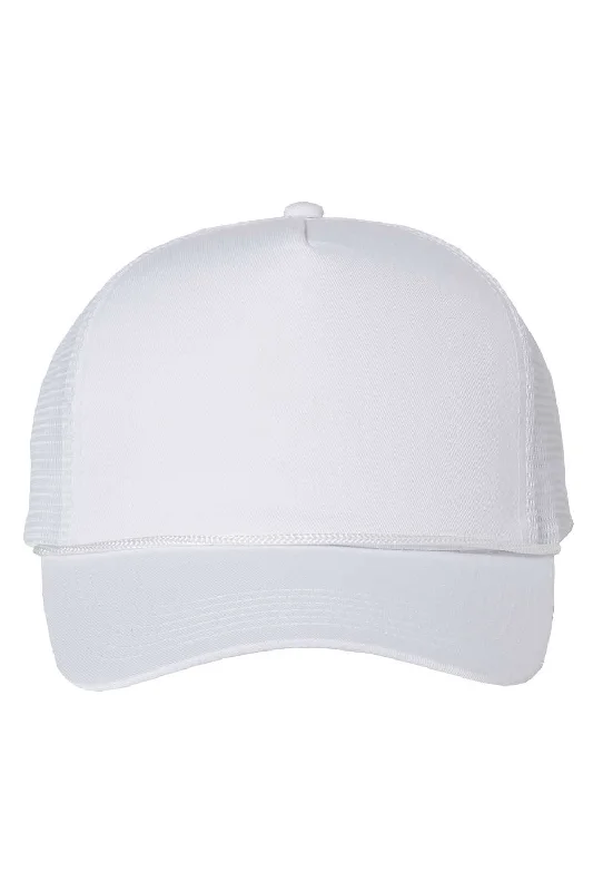 mens hats for pollock fishing-Valucap Mens 5 Panel Snapback Trucker Hat - White