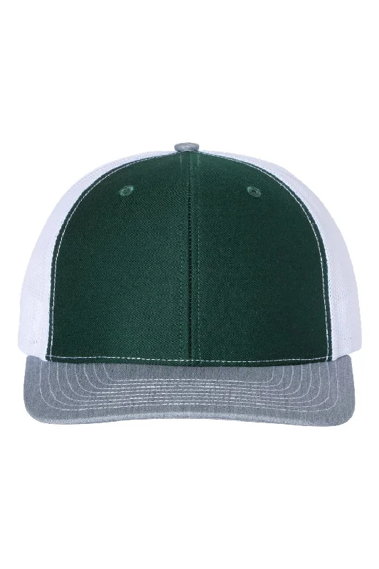 mens hats with mesh-Richardson Mens Snapback Trucker Hat - Dark Green/White/Heather Grey