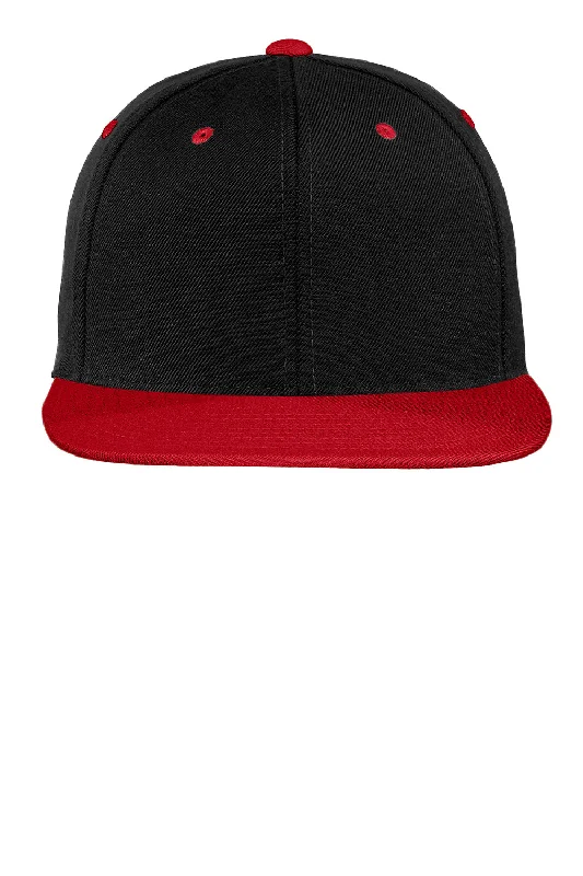 mens hats in polyester-Sport-Tek Mens Adjustable Hat - Black/True Red