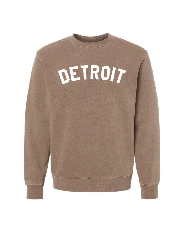 mens hats for kite surfing-Ink Detroit - Pigment-Dyed Crewneck Sweatshirt - Clay