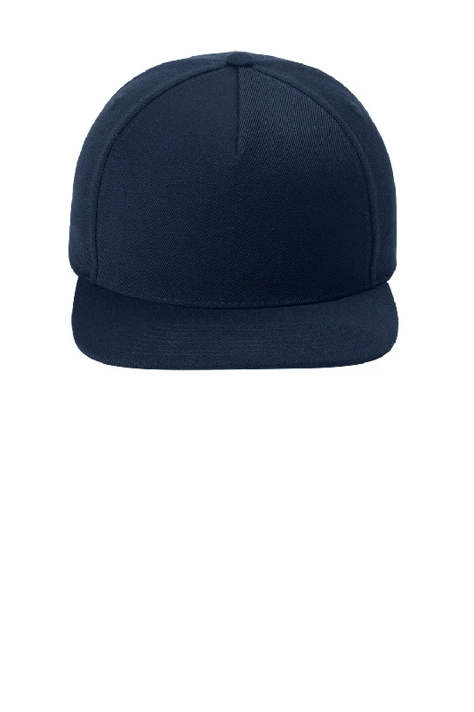 mens hats with curved bill-Sport-Tek Mens Premium 5 Panel Snapback Hat - True Navy Blue - New