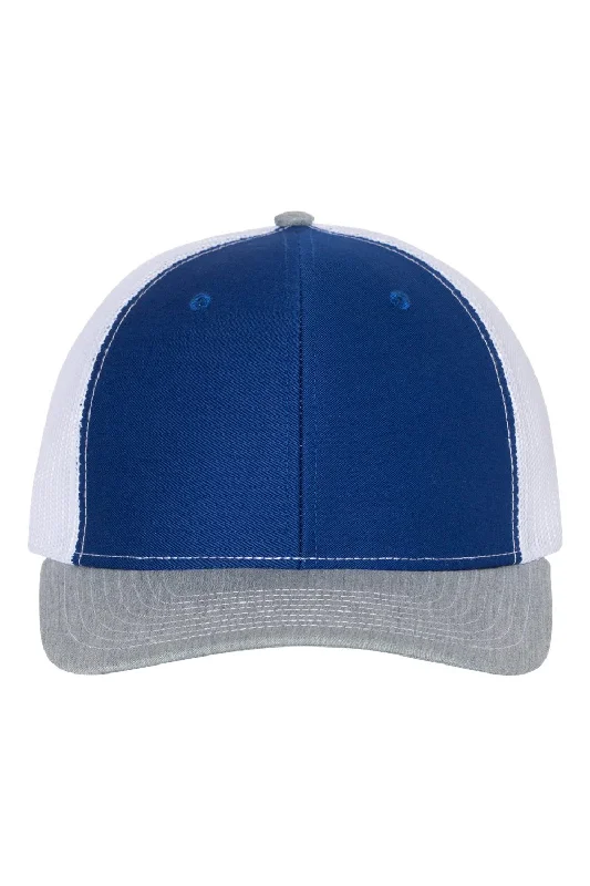 mens hats in onyx-Richardson Mens Snapback Trucker Hat - Royal Blue/White/Heather Grey