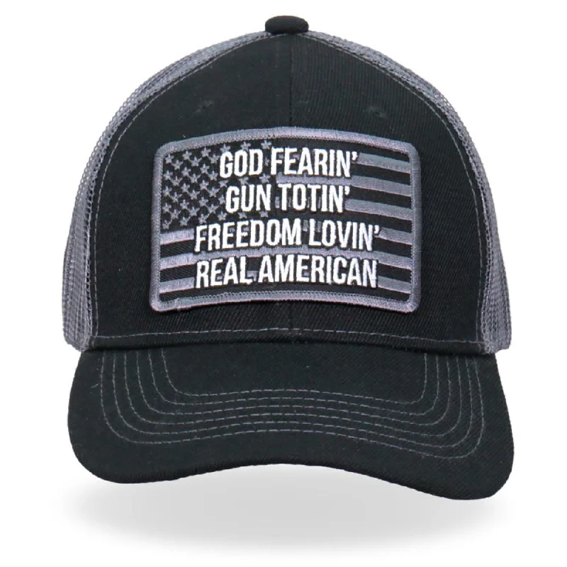 Beanies for outdoor camping-Hot Leathers GSH1032 God Fearing Gun Trucker Hat