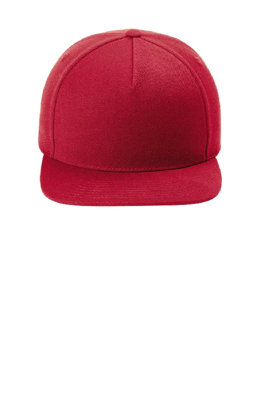 mens hats with flat bill-Sport-Tek Mens Premium 5 Panel Snapback Hat - Deep Red - New