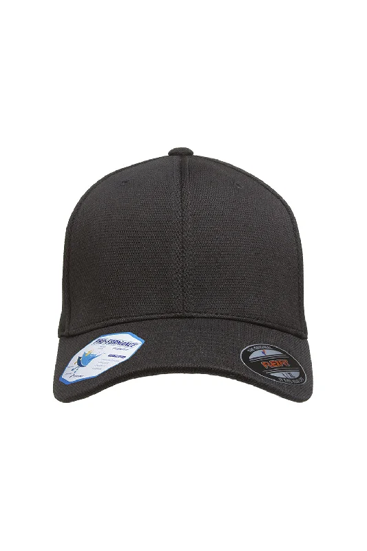 mens hats in beige-Flexfit Mens Cool & Dry Moisture Wicking Stretch Fit Hat - Black