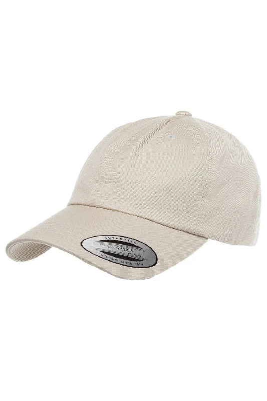 mens hats in taupe-Yupoong Mens Adjustable Hat - Stone