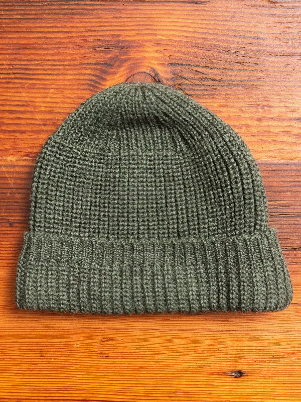 Wool Hats for cozy cliffs-Wool Knit Watch Cap in Olive