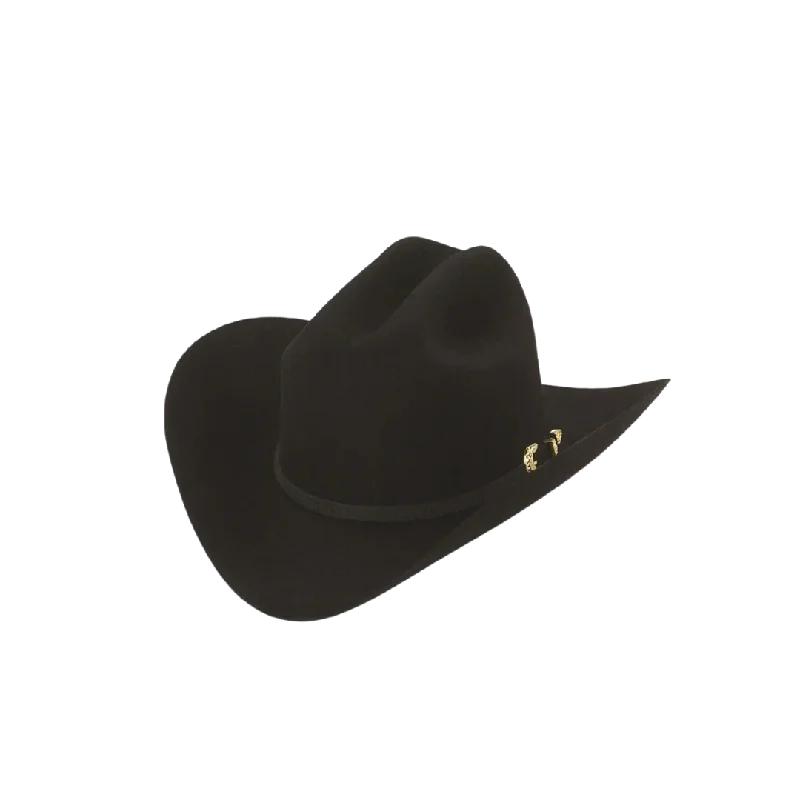 Womens hats with star applique trim-Milano Women's 5X Larry Mahan Dorado Fur Felt Cowboy Black Hat