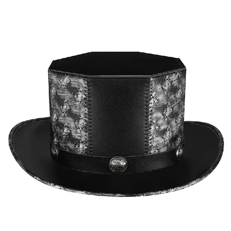 mens hats with sleek colors-Men's Gothic Strappy Eyes Embroidered Hat