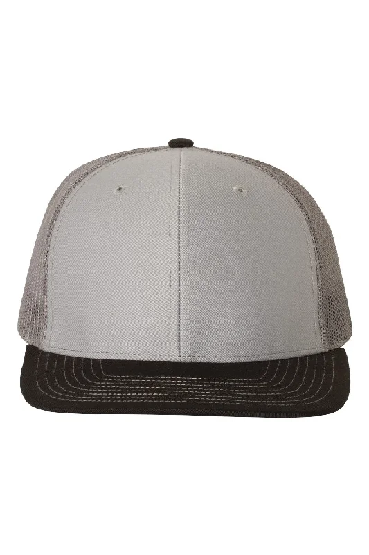 mens hats for festivals-Richardson Mens Snapback Trucker Hat - Grey/Charcoal Grey/Black