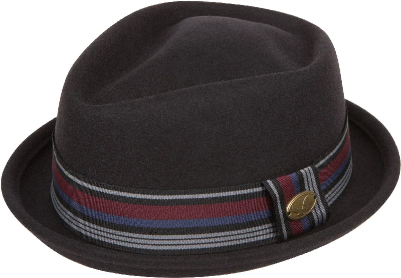 Wool Hats in warm cashmere-Sakkas Arthur Striped Band Homburg Wool Fedora