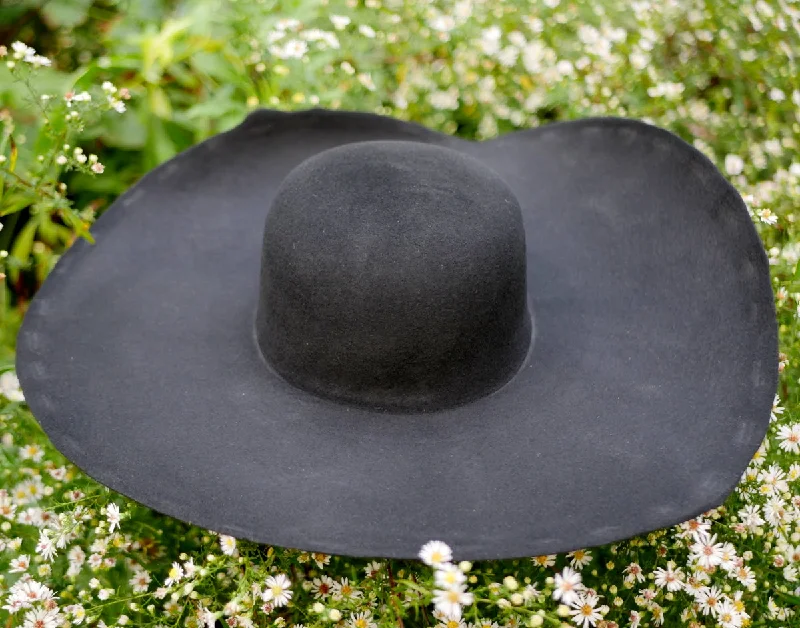 Wool Hats for lake trails-Black Heavy Wool Felt Hat Blank (Unlined)