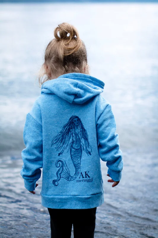 mens hats for snowboarding-Forgetmenot Blue AK Mermaid Children's Zipped Hoody