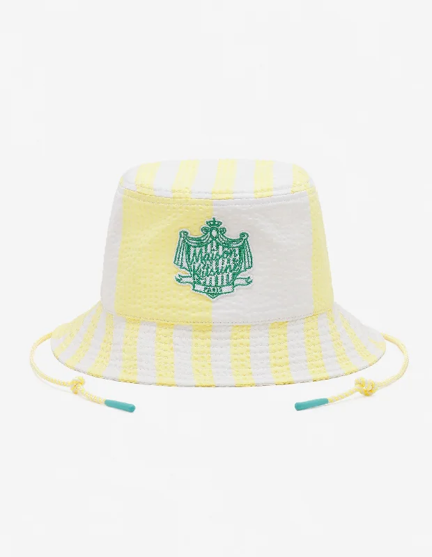 Bucket hats for minimalist fashion-Poolside Stripes Bucket Hat Lemon Stripes