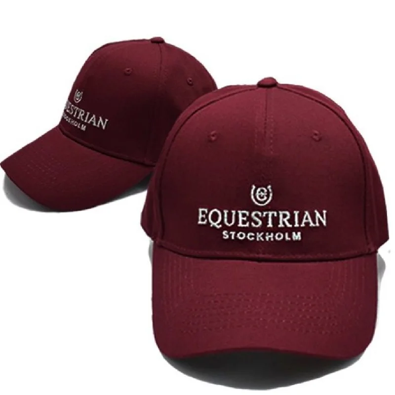 Beanies with bold prints-Equestrian Stockholm Cotton Cap Bordeaux Silver