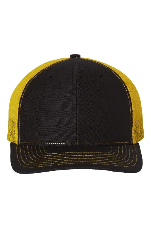 mens hats in lavender-Richardson Mens Snapback Trucker Hat - Black/Yellow