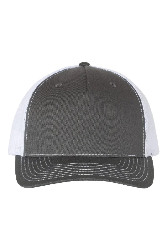 mens hats for weddings-Richardson Mens 5 Panel Snapback Trucker Hat - Charcoal Grey/White