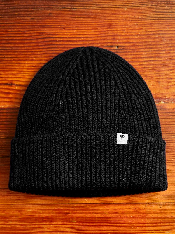 Wool Hats for snowy ridges-Merino Wool Watch Cap Beanie in Black