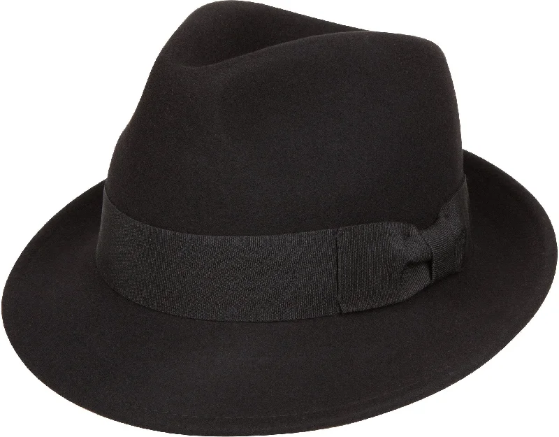 Wool Hats for frosty cliffs-Sakkas Clark Grosgrain Bow Wool Trilby Fedora