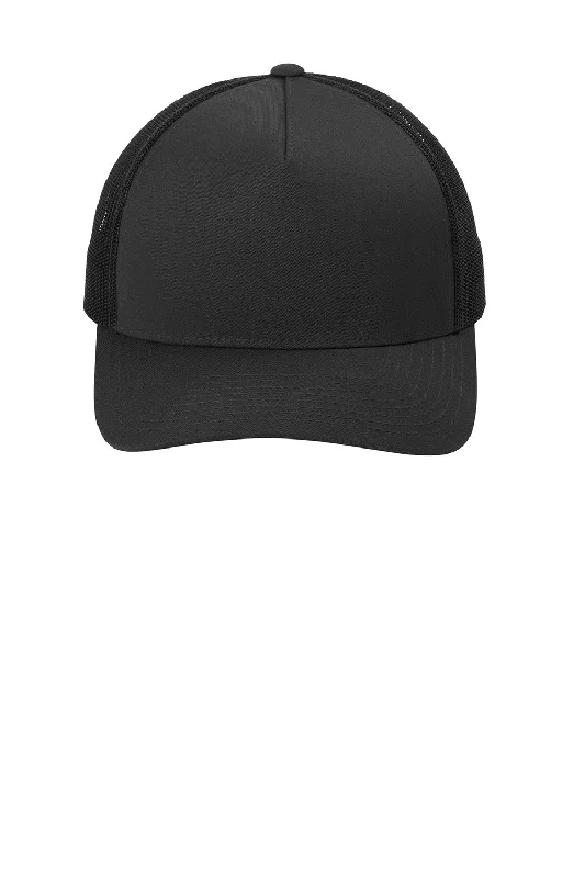 mens hats for tailgating-Sport-Tek Mens Adjustable Retro Trucker Hat - Black - New