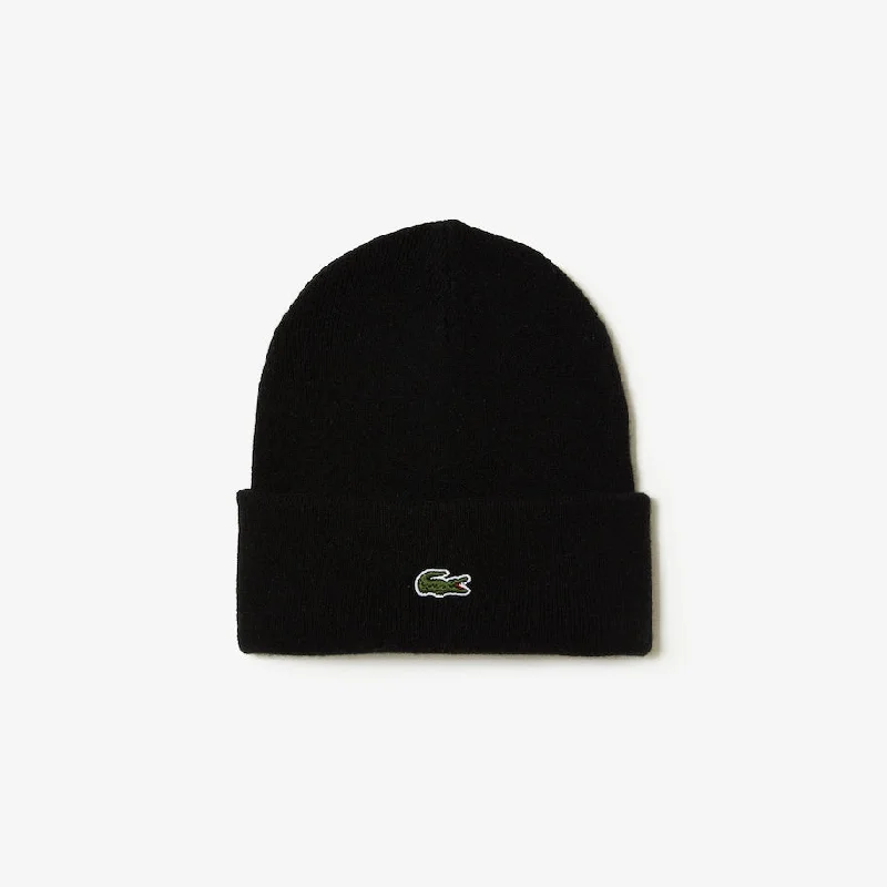 Wool Hats for snowy cliffs-Unisex Wool Beanie Black