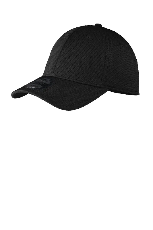 mens hats with deep tones-New Era Mens Moisture Wicking Stretch Fit Hat - Black