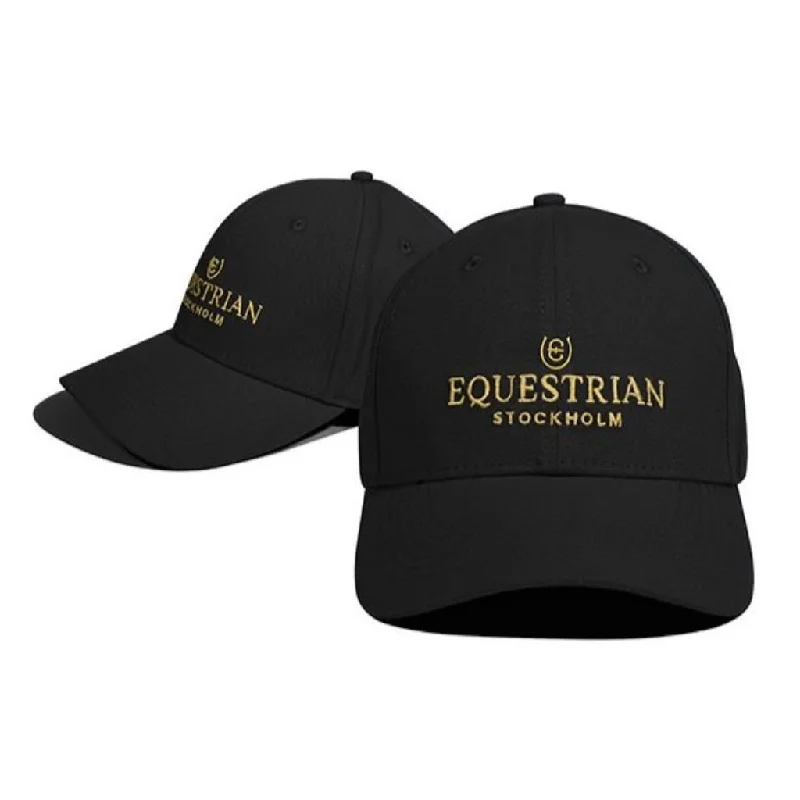 Workout headbands for cold weather-Equestrian Stockholm Cap Black Gold