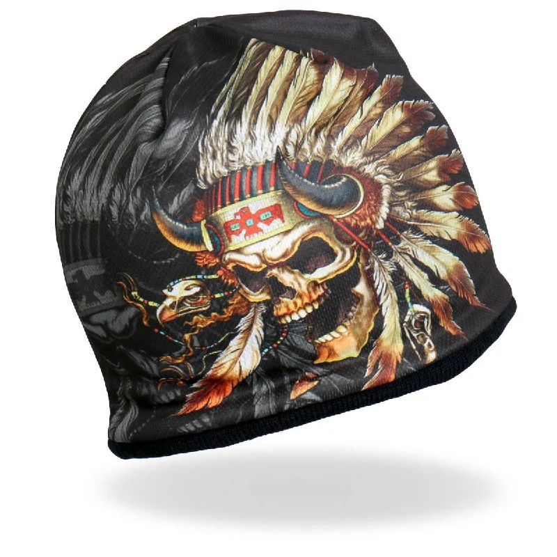 Velvet headbands for girls-Hot Leathers KHC1024 Sublimated Indian Skull Beanie