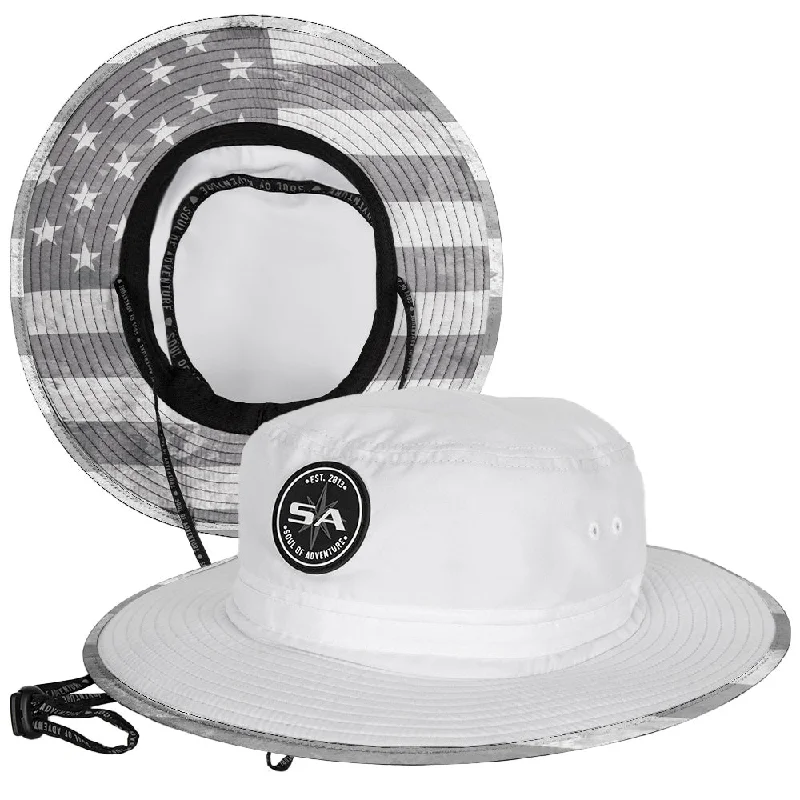 Bucket hats with retro patterns-Bucket Hat | Ghost American Flag 2.0