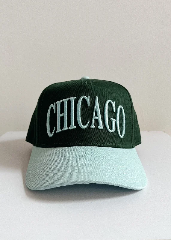 Baseball caps gothic style-Chicago Puff Baseball Cap - Dark Green & Blue