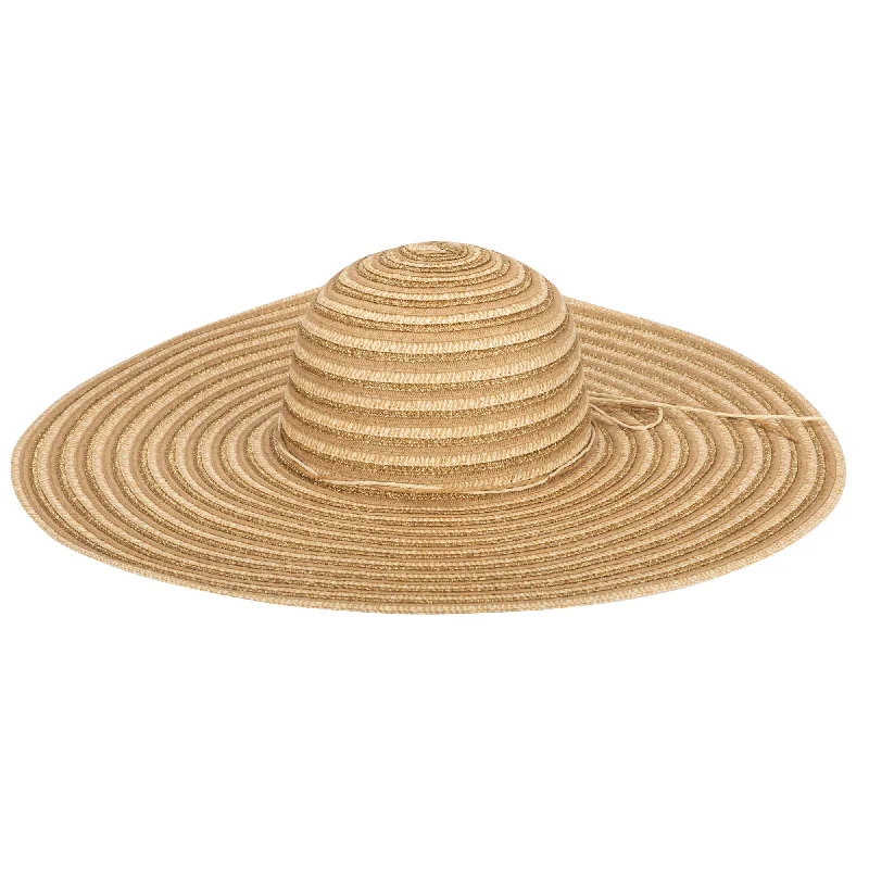 Womens hats for luncheons-Wide Brim Women's Floppy Sun Hat with Gold Lurex