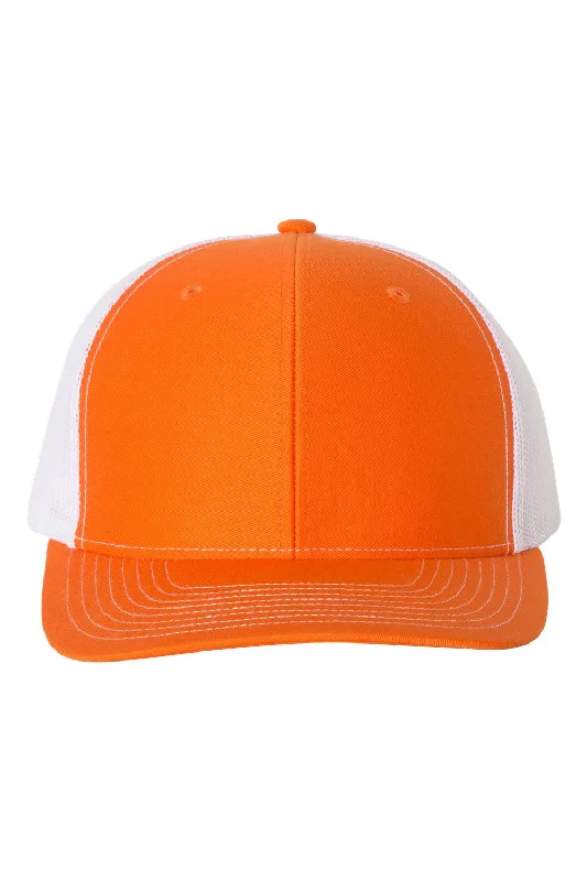 mens hats in straw-Richardson Mens Snapback Trucker Hat - Orange/White